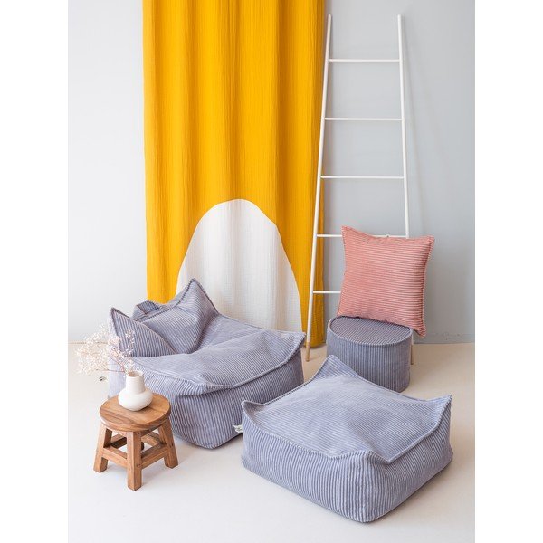 Pouf a sacco per bambini blu con rivestimento in velluto a coste Square – Wigiwama-image-2