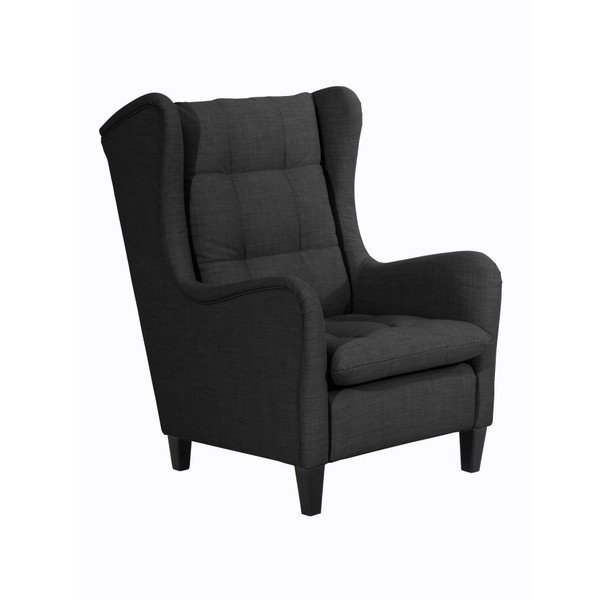 Antracitové křeslo ušák Max Winzer Merlon Anthracite