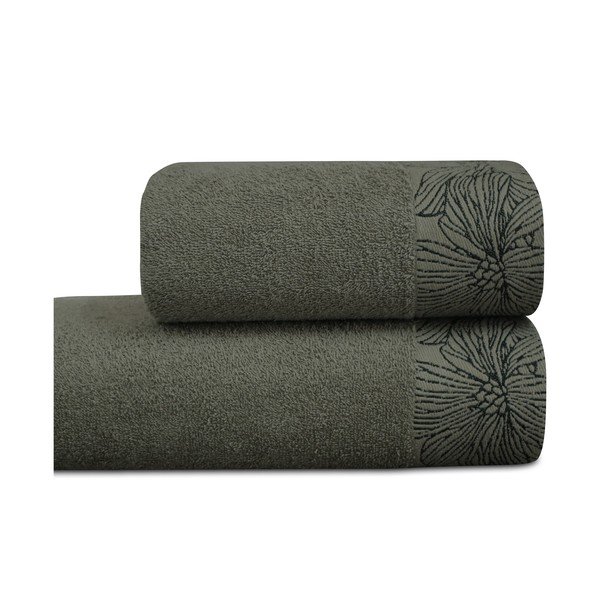 Asciugamano tipo terry verde scuro in cotone 70x140 cm Valencia – My House-image-2