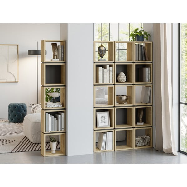 Libreria in rovere decorato in nero-naturale 32x167 cm Lofty - Marckeric-image-1