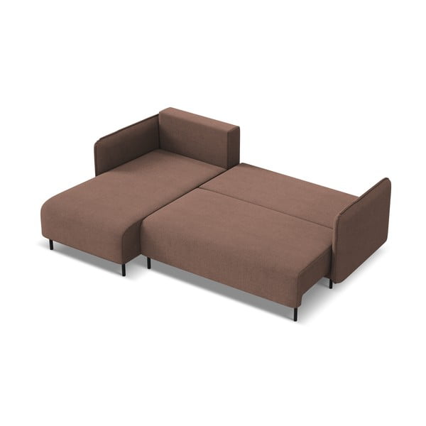 Divano angolare rosa allungabile/con contenitore (con penisola a sinistra) Luana – Makamii-image-3