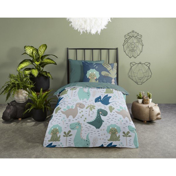 Set copripiumino e federa da bambini verde/blu in microfibra per letto singolo 140x200 cm – Good Morning-image-1
