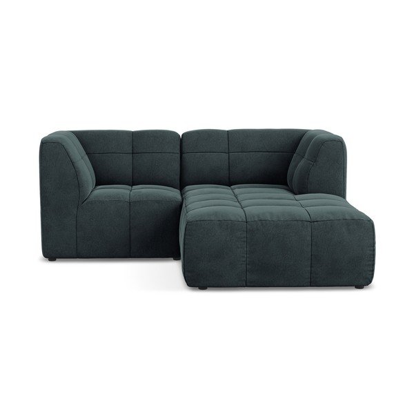 Divano angolare blu (con penisola a destra/con chaise lounge) con rivestimento in velluto Aloha – Makamii