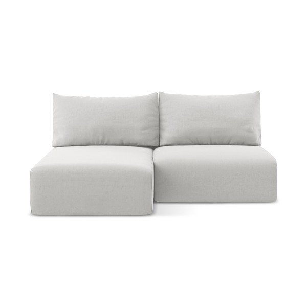 Divano angolare grigio chiaro allungabile/con contenitore (con penisola a sinistra/con chaise lounge) con rivestimento in velluto Kalena – Makamii