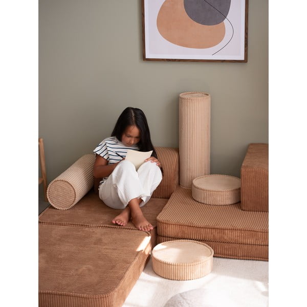 Divano per bambini marrone con rivestimento in velluto a coste 132 cm Settee – Wigiwama-image-2