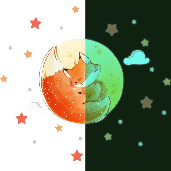 Adesivo murale per bambini 30x30 cm Dreamy Fox - Ambiance-image-4