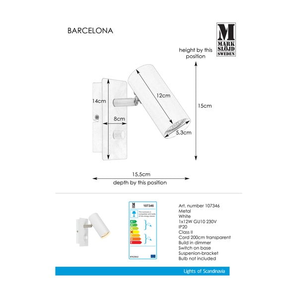 Lampada da parete bianca Barcelona - Markslöjd-image-2