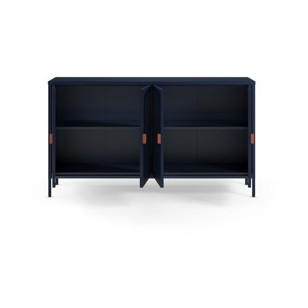 Armadietto blu scuro in metallo 160x90x40 cm Sayla – Marckeric-image-2