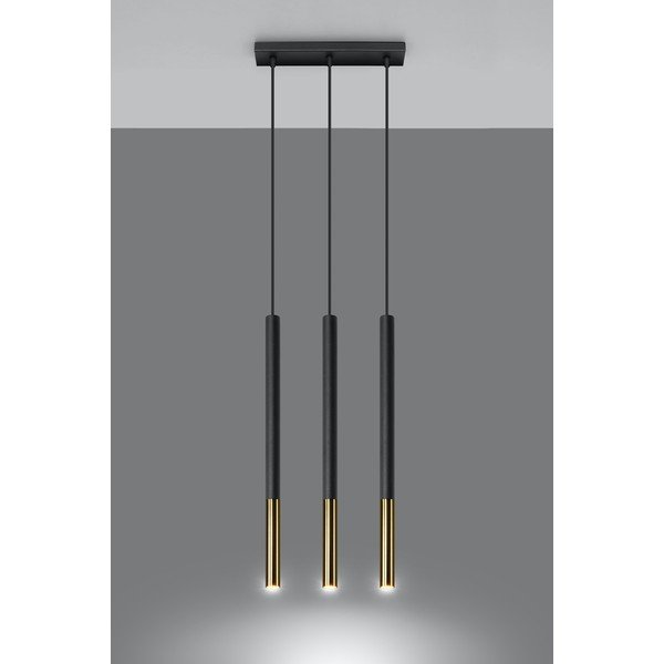 Lampada a sospensione in nero-oro 3L Asarot - Sollux-image-1