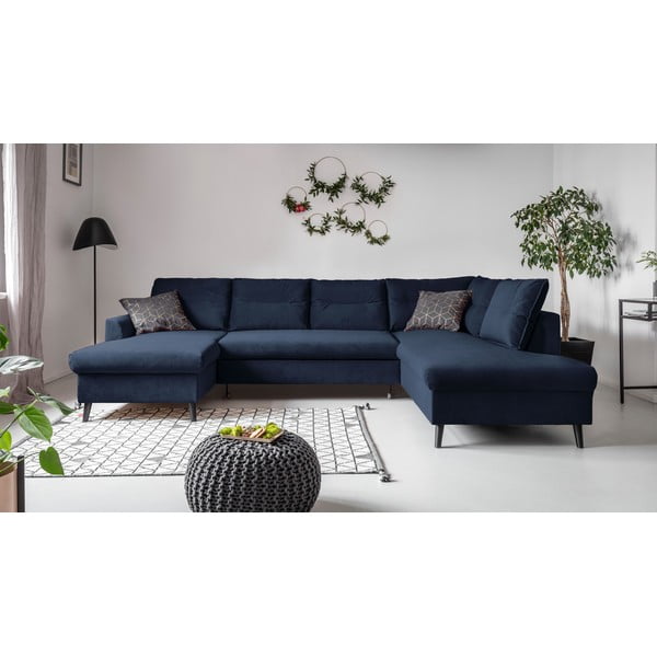 Divano letto a U blu scuro, angolo destro Stylish Stan - Miuform-image-1