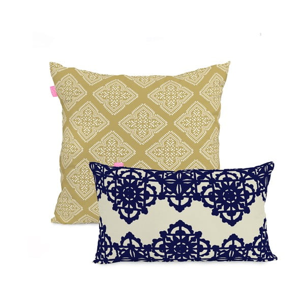 Sada 2 bavlněných povlaků na polštář Happy Friday Embroidery