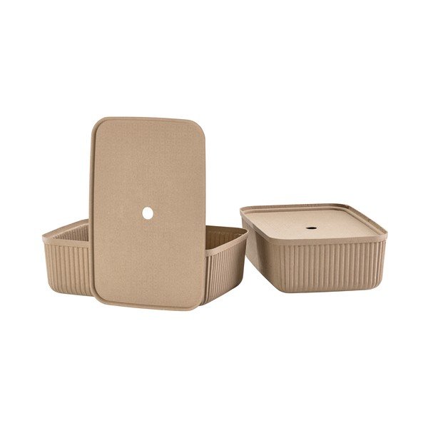 Scatole in set con coperchio marrone chiaro 2 pz 48x32x20,5 cm Pulp – Zone-image-2