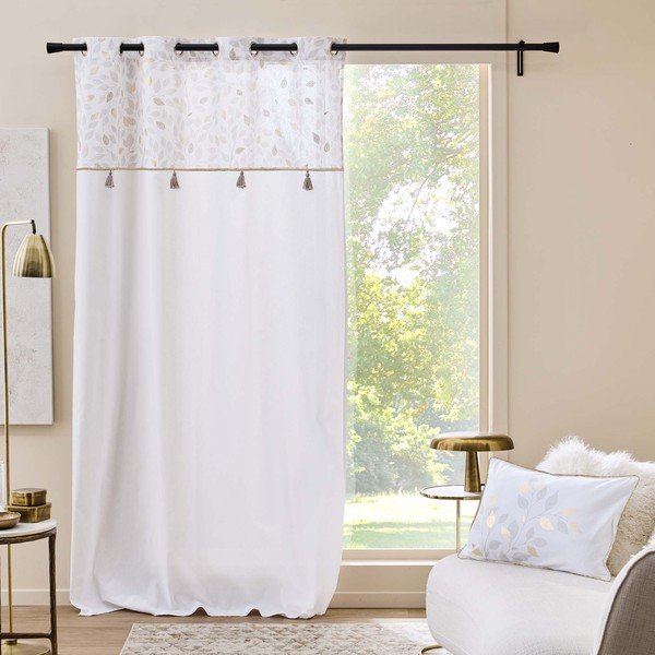 Tenda bianca in misto cotone 140x240 cm Duchesse – douceur d'intérieur-image-1