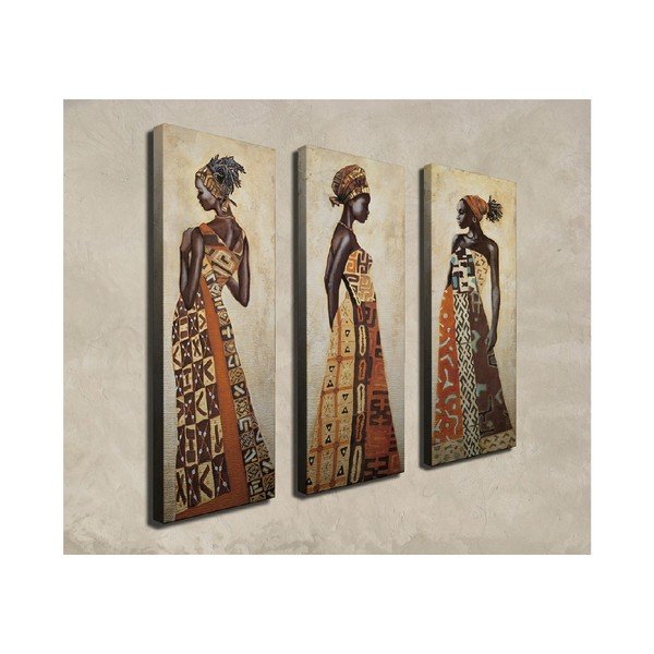 Pittura su tela in 3 parti Lusaka - Wallity-image-2