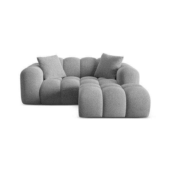 Divano angolare grigio chiaro (con penisola a destra/con chaise lounge) con rivestimento in ciniglia Treno – Cosmopolitan Design