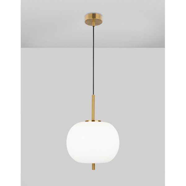 Lampadario bianco/color ottone in vetro ø 30 cm Lato – Nova Luce-image-1