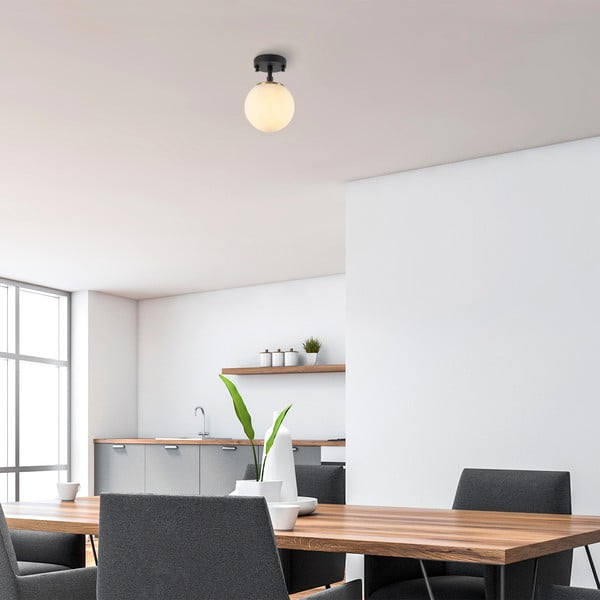 Plafoniera bianca e nera con paralume in vetro ø 15 cm Atmaca – Opviq lights-image-1