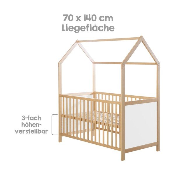 Lettino in colore bianco e naturale 70x140 cm - Roba-image-3