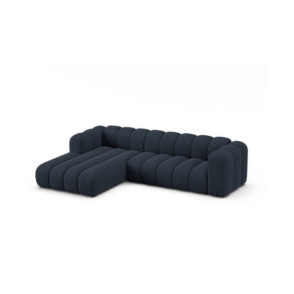 Divano angolare blu scuro (con penisola a sinistra/con chaise lounge) con rivestimento in ciniglia Lupine – Micadoni -image-1