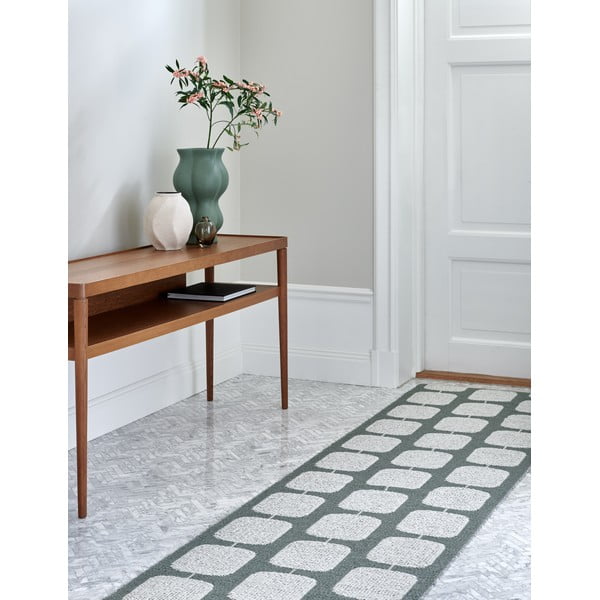 Passatoia da interno/esterno verde/color crema 70x300 cm Sten Army – Pappelina-image-3