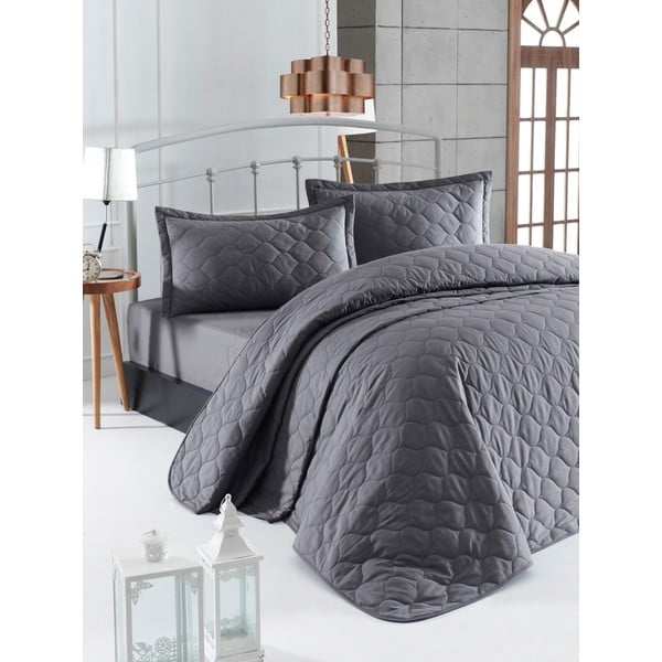 Copriletto grigio scuro con 2 federe in cotone ranzato EnLora Home Fresh, 225 x 240 cm Fresh Color - Mijolnir