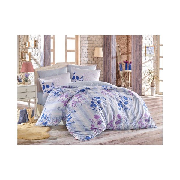 Biancheria da letto in cotone con lenzuolo e 2 federe Patrona, 200 x 220 cm - Mijolnir