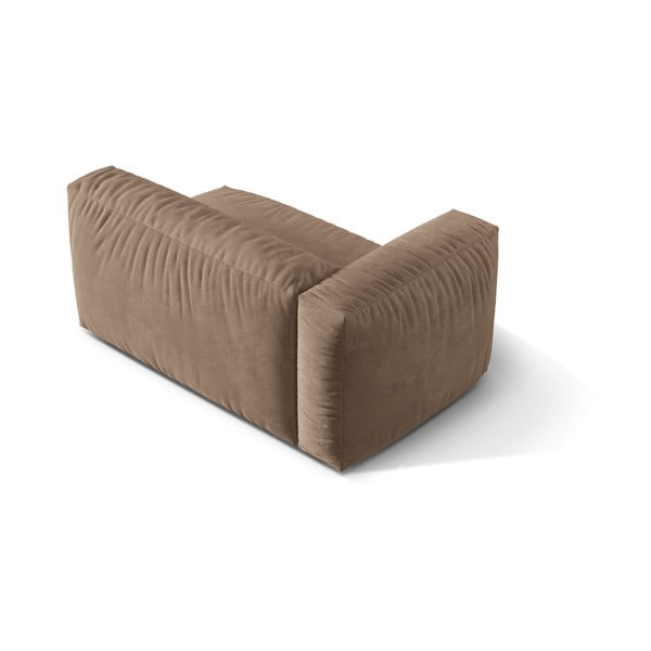 Parte divano componibile marrone chiaro (con penisola a sinistra) con rivestimento in velluto Martina – Micadoni -image-2