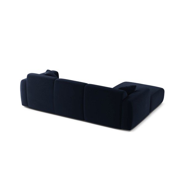 Divano angolare blu scuro (con penisola a sinistra/con chaise lounge) con rivestimento in velluto Molino – Micadoni -image-3