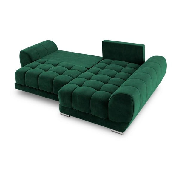 Divano letto angolare verde chiaro con rivestimento in velluto, angolo destro Nuage - Windsor & Co Sofas-image-4