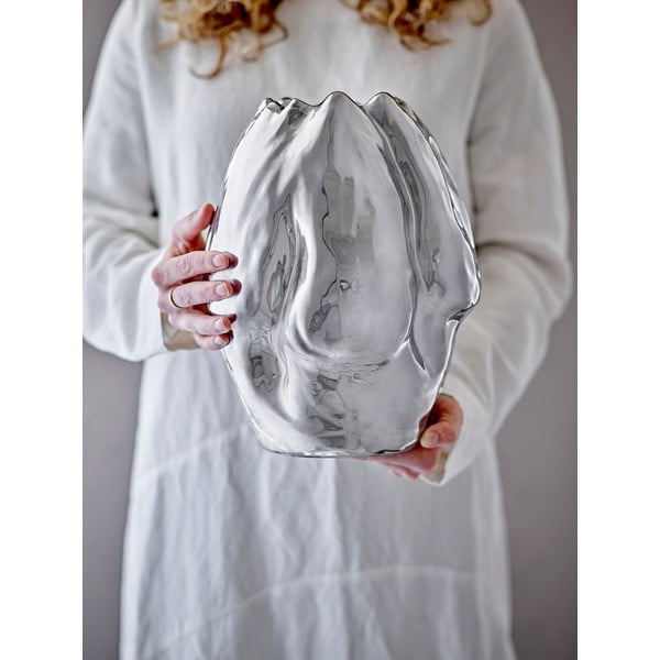 Vaso argentato in gres (altezza totale 29 cm) Bobby – Bloomingville-image-2