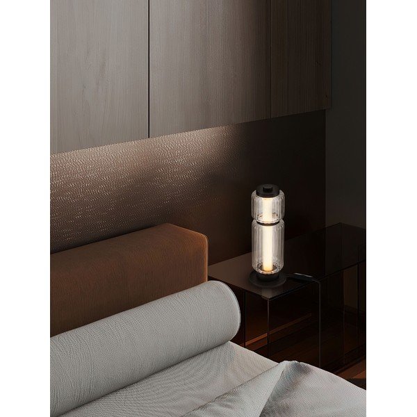 Lampada da tavolo LED nera opaca in vetro (altezza totale 39 cm) Liesa – Nova Luce-image-1