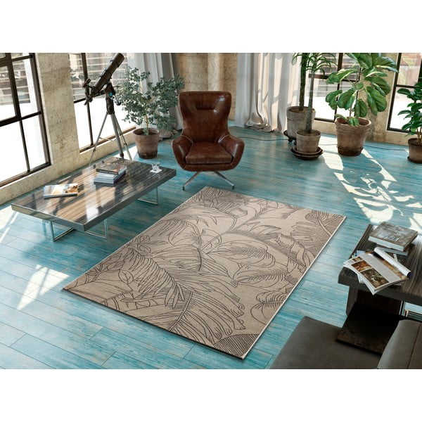 Tappeto di colore naturale in misto iuta 60x110 cm Lotto Monstera – Universal-image-1