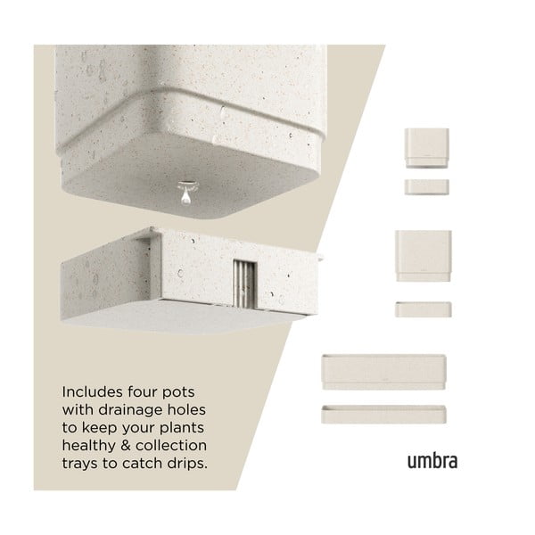 Set di vasi per fiori in plastica per erbe aromatiche/da appendere/parete 4 pz Cubiko – Umbra-image-3