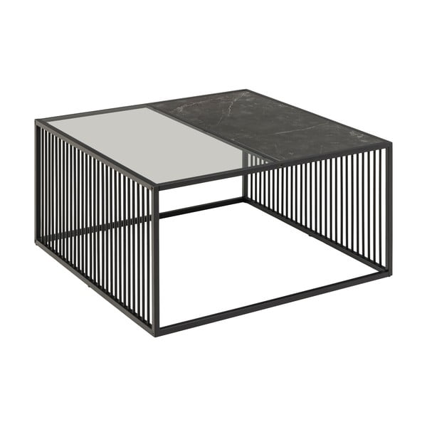 Tavolino nero con piano in vetro 80x80 cm Strington - Actona-image-4