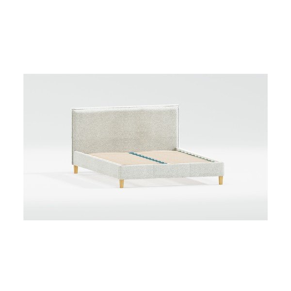 Letto matrimoniale imbottito beige con rete inclusa 160x200 cm Tina – Ropez-image-1