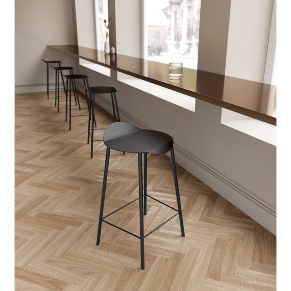 Sgabello da bar nero in pelle Flamingo Bull – LIND DNA-image-1