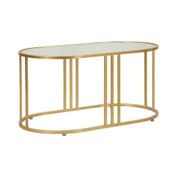 Tavolino da salotto bianco/dorato con piano in vetro 50x90 cm Antalia – Mauro Ferretti