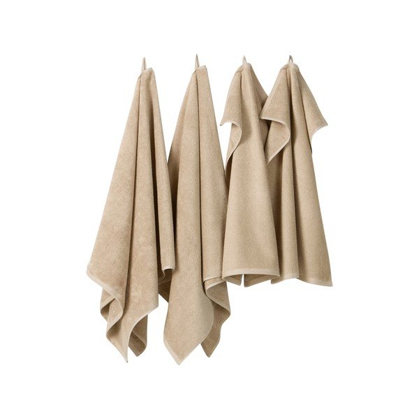 Set di asciugamani per viso e corpo beige in cotone 4 pz Darcy – Jotex-image-2
