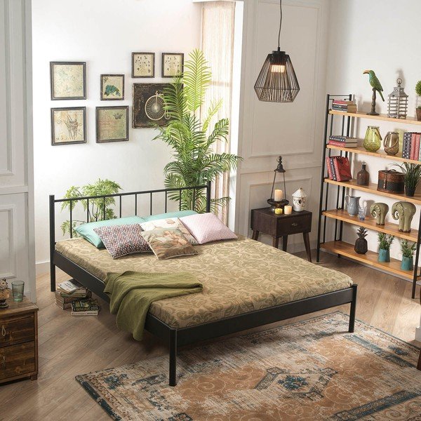 Letto matrimoniale in metallo nero con griglia 160x200 cm Falez - Kalune Design-image-3