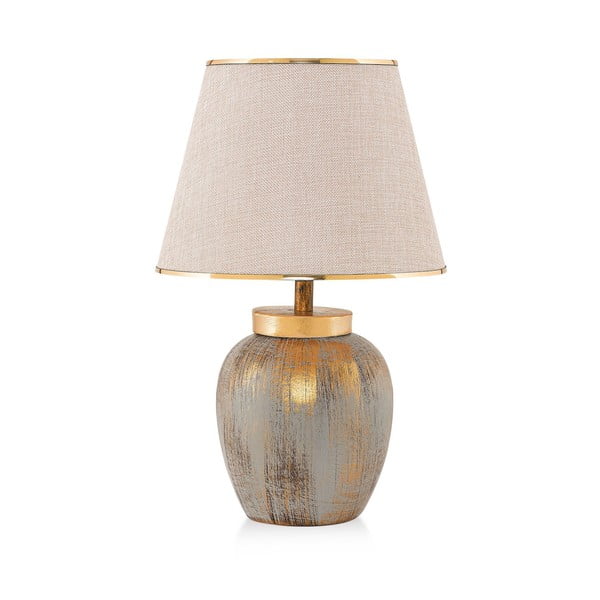 Lampada da tavolo color crema/dorata con paralume in tessuto (altezza totale 47 cm) Yakamoz – Opviq lights-image-2