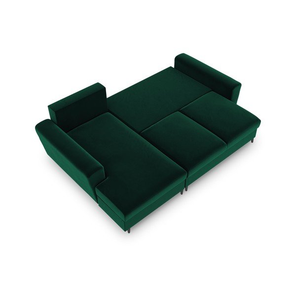 Divano angolare verde allungabile e con contenitore (con penisola a sinistra/con chaise lounge) con rivestimento in velluto Kyoto – Cosmopolitan Design-image-2