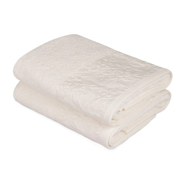 Set di 2 asciugamani beige in puro cotone Lora, 50 x 90 cm - Soft Kiss