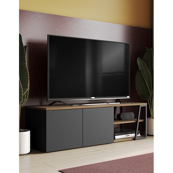 Cassettiera nera 145x45 cm Albi - TemaHome-image-1