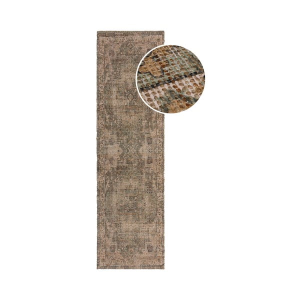 Passatoia in iuta intrecciata a mano color kaki 60x230 cm Selena Jute Traditional - Flair Rugs