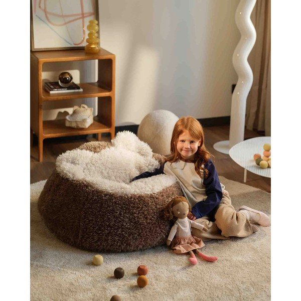 Pouf a sacco per bambini marrone con rivestimento in pelliccia sintetica Yeti – Wigiwama-image-3