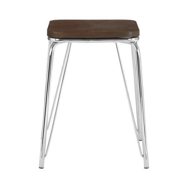 Sgabello argentato/di colore naturale in olmo massiccio District – Premier Housewares-image-2