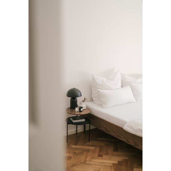 Comodino nero/colore naturale scuro con piano effetto noce Tu – noo.ma-image-2