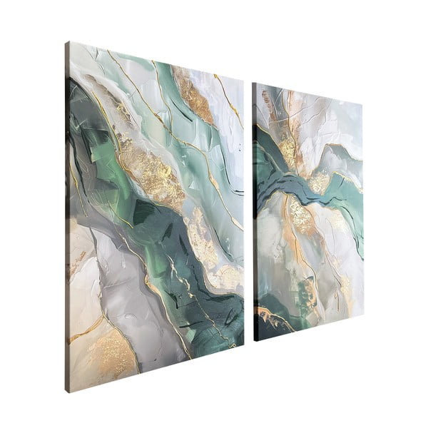 Set di quadri con elementi dipinti a mano 2 pz 50x70 cm Aventurine – Styler-image-4