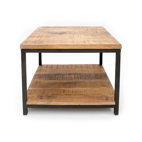 Tavolino nero con piano in legno di mango Vintage, 80 x 80 cm - LABEL51