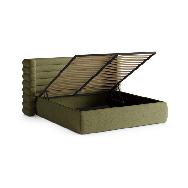 Letto matrimoniale imbottito verde con contenitore con rete inclusa 160x200 cm Mount – Micadoni -image-2